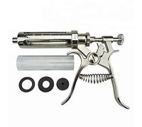 Cattle Syringe Injector, 30ML Metal Veterinary Syringe, Non-Sterile, Durable Design for Safe Animal Administration, 1 Count