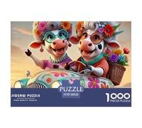 Cattle Unique 1000 Piece Jigsaw Puzzle for Adults Cute Little Cow Colourful Puzzling Challenging & Brainteasing Adult Jigsaws Puzzle Game for The Whole for Women Gifts for Me