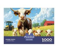Cattle Unique 1000 Piece Jigsaw Puzzle for Adults Cute Little Cow Colourful Puzzling Challenging & Brainteasing Adult Jigsaws Puzzle Game for The Whole for Women Gifts for Me