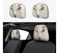 Cattle With A White Background Head Rest Cover Car Accessories, 2 Pcs Car Seat Headrest Cover, Washable Headrest Protector Universal Fit To All Car Suvs Truck Van Vehicles Auto