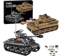 Cattle WW2 Army Tank Toys Building Kit Age 6+, A German Tiger & an American M4 Sherman Tank Models 1184 Blocks Military Toy Gift for Boys Kids and Teens -14