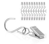 CattleyaHQ Shower Curtain Clips With Hook,Pack Of 40 Pieces,Ideal For Curtain Hook Hanger,Curtain Clips,Garden String Light Hanger Or Party Lights Clips,Photos Clips-Silver
