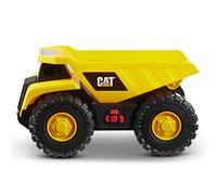 CatToysOfficial Construction Tough Machines Dump Truck Vehicle, free-wheeling with Lights & Sounds and movable bin. For children aged 3+, Yellow