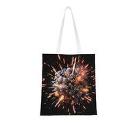 Cattpa Explosion Firework 3d Print Totes, Portable Beach Bag,Reusable Grocery Bags Foldable Shopping With Handlesbags