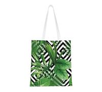 Cattpa Green Leaves Of Palm Tree Tropical Plant Print Totes, Portable Beach Bag,Reusable Grocery Bags Foldable Shopping With Handlesbags