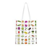 Cattpa Introduction Of Various Vegetables Print Totes, Portable Beach Bag,Reusable Grocery Bags Foldable Shopping With Handlesbags
