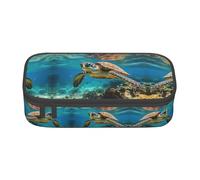Cattpa Lord Howe Island Sea Turtle Print Pencil Case,Pencil Pouch With Zipper Compartments,Pen Holder Bag/Organizer