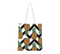 Cattpa Summer Pineapple Print Totes, Portable Beach Bag,Reusable Grocery Bags Foldable Shopping With Handlesbags