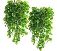 CATTREE Monstera Leaves Artificial Hanging Vines 4 Pack, Fake Ivy Tropical Leafs Green Leaf Plants Greenery Faux Vine Ivy Rattan Ferns for Wedding Garden Home Hawaiian Part Outdoor Décor