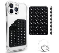 CATURNAL Double Sided Silicone Suction Cup Phone Mount Case for Selfies and Videos - Attach to Glass, Mirrors, Kitchen, Bathroom Sticky Grip for iPhone and Android - 3.97 x 2.5 inches, Black
