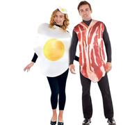 Catwalk Adult Bacon And Egg Breakfast Buddies Couple Fancy Dress Costume Set