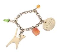 Catwalk Collection Handbags Branded Cat Bag Charm with Beads Antique Brass