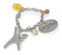 Catwalk Collection Handbags Branded Cat Bag Charm with Beads Distressed