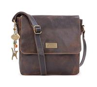 Catwalk Collection Handbags - Distressed Leather Cross Body Bag For Women - Medium Messenger - A5 Size Organiser Work Bag - Sabine M - Black