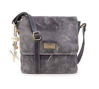 Catwalk Collection Handbags - Distressed Leather Cross Body Bag For Women - Medium Messenger - A5 Size Organiser Work Bag - Sabine M - Black