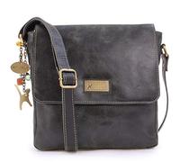Catwalk Collection Handbags - Distressed Leather Cross Body Bag For Women - Medium Messenger - A5 Size Organiser Work Bag - Sabine M - Black