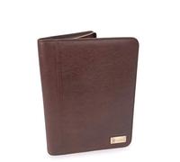 Catwalk Collection Handbags Genuine Leather A4 Document Folder Chloe Brown | Women's Conference Folder, Travel Document Holder, Fits 11 inch Tablets and Business Cards, Pen Holder, Includes Notepad