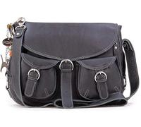 Catwalk Collection Handbags Genuine Leather Cross Body Bag Courier Black