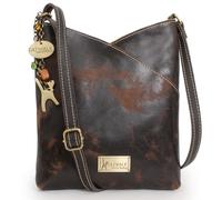Catwalk Collection Handbags Genuine Leather Cross Body Bag - Flora | Women's Small Messenger Bag, Distressed Leather, Slim Handbag for Women, Adjustable Crossbody Strap, Zip Closure, Tulip Shape