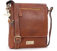Catwalk Collection Handbags Genuine Leather Crossbody Bag - Anja | Women's Medium Messenger Bag, Adjustable Shoulder Strap, Anti-Theft Design, Zip Closure with Flap Over, Fits A5 Notebooks