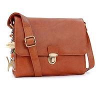Catwalk Collection Handbags Genuine Leather Crossbody Bag - Diana | Ladies Medium Messenger Bag, Women's Flapover Handbag, Anti-Theft Design, Fits A5 Notebooks, Many Pockets, Adjustable Strap