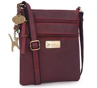 Catwalk Collection Handbags Genuine Leather Crossbody Bag Nadine Red