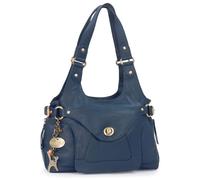 Catwalk Collection Handbags Genuine Leather Shoulder Bag Roxanna Blue