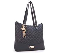 Catwalk Collection Handbags Genuine Leather Shoulder Bag Sofia Black-Gold
