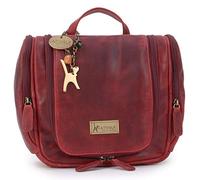 Catwalk Collection Handbags Genuine Leather Toiletry Bag Maisie Red PLP