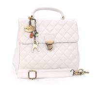 Catwalk Collection Handbags - Ladies Leather Cross Body Bag - Medium Top Handle Bag - Quilted Leather Handbag - Detachable Strap - Hayley - White