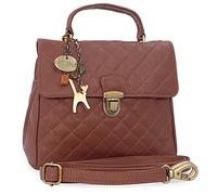 Catwalk Collection Handbags - Ladies Leather Cross Body Bag - Medium Top Handle Bag - Quilted Leather Handbag - Detachable Strap - Hayley - Tan