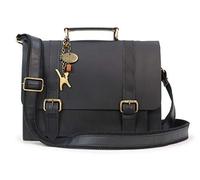 Catwalk Collection Handbags - Ladies Leather Messenger Bag - Large Work Satchel - Briefcase With Adjustable Crossbody Strap - Canterbury - Black