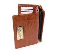 Catwalk Collection Handbags - Ladies Medium Leather Purse - Women's Trifold Wallet with 8 Card Slots & Zip Coin Pocket - RFID - Victoria - Tan