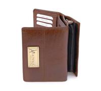 Catwalk Collection Handbags - Ladies Medium Leather Purse - Women's Trifold Wallet with 8 Card Slots & Zip Coin Pocket - RFID - Victoria - Brown