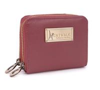 Catwalk Collection Handbags - Ladies Small Leather Zip Purse - Women's Wallet - Coin Purse with 13 Card Slots - RFID Protection - Isla - Red