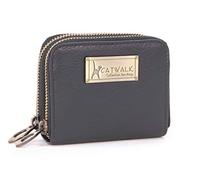 Catwalk Collection Handbags - Ladies Small Leather Zip Purse - Women's Wallet - Coin Purse with 13 Card Slots - RFID Protection - Isla - Black