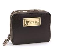 Catwalk Collection Handbags - Ladies Small Leather Zip Purse - Women's Wallet - Coin Purse with 13 Card Slots - RFID Protection - Isla - Brown