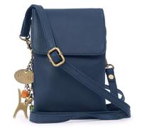Catwalk Collection Handbags - Leather Phone Bag For Women - Small Flapover Crossbody Bag - Adjustable Strap - Billie - Dark Blue