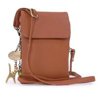 Catwalk Collection Handbags - Leather Phone Bag For Women - Small Flapover Crossbody Bag - Adjustable Strap - Billie - Tan