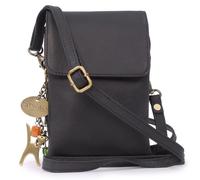 Catwalk Collection Handbags - Leather Phone Bag For Women - Small Flapover Crossbody Bag - Adjustable Strap - Billie - Black