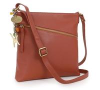 Catwalk Collection Handbags - Medium Leather Cross Body Bag For Women - Women's Slim Messenger Bag - Adjustable Crossbody Strap - Madison - Tan