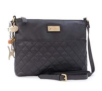 Catwalk Collection Handbags - Medium Leather Crossbody Bag For Women - Slim Shoulder Bag - Quilted Leather - Multiple Pockets - Sadie - Black