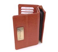 Catwalk Collection Handbags Real Leather 8 Card RFID Purse - Victoria Tan | Ladies Medium Trifold Wallet, Women's RFID Protected Purse, 8 Cred-Card Pockets, Coin Purse, Genuine Leather, Gift Boxed