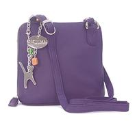 Catwalk Collection Handbags - Small Leather Crossbody Bag For Women - Mini Shoulder Bag - Long Adjustable Strap - Lena - Purple