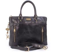 Catwalk Collection Handbags - Women's Large Leather Tote Bag - Ladies Work Laptop Bag - Briefcase With Detachable Cross Body Strap - Adele - Black
