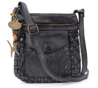 Catwalk Collection Handbags - Women's Crossbody Bag - Small Shoulder Bag - Washed Vintage Leather - Adjustable Strap - Simona - Black