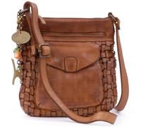 Catwalk Collection Handbags - Women's Crossbody Bag - Small Shoulder Bag - Washed Vintage Leather - Adjustable Strap - Simona - Tan