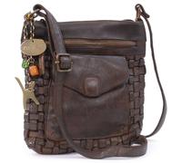 Catwalk Collection Handbags - Women's Crossbody Bag - Small Shoulder Bag - Washed Vintage Leather - Adjustable Strap - Simona - Brown
