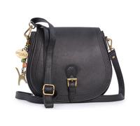 Isabella Leather Saddle Bag With Adjustable Cross Body Strap Catwalk Collection Handbags Black Medium