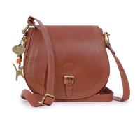 Catwalk Collection Handbags Women's Isabella Leather Saddle Bag With Adjustable Cross Body Strap in Tan | Size: Medium Catwalk Collection Handbags Tan Medium